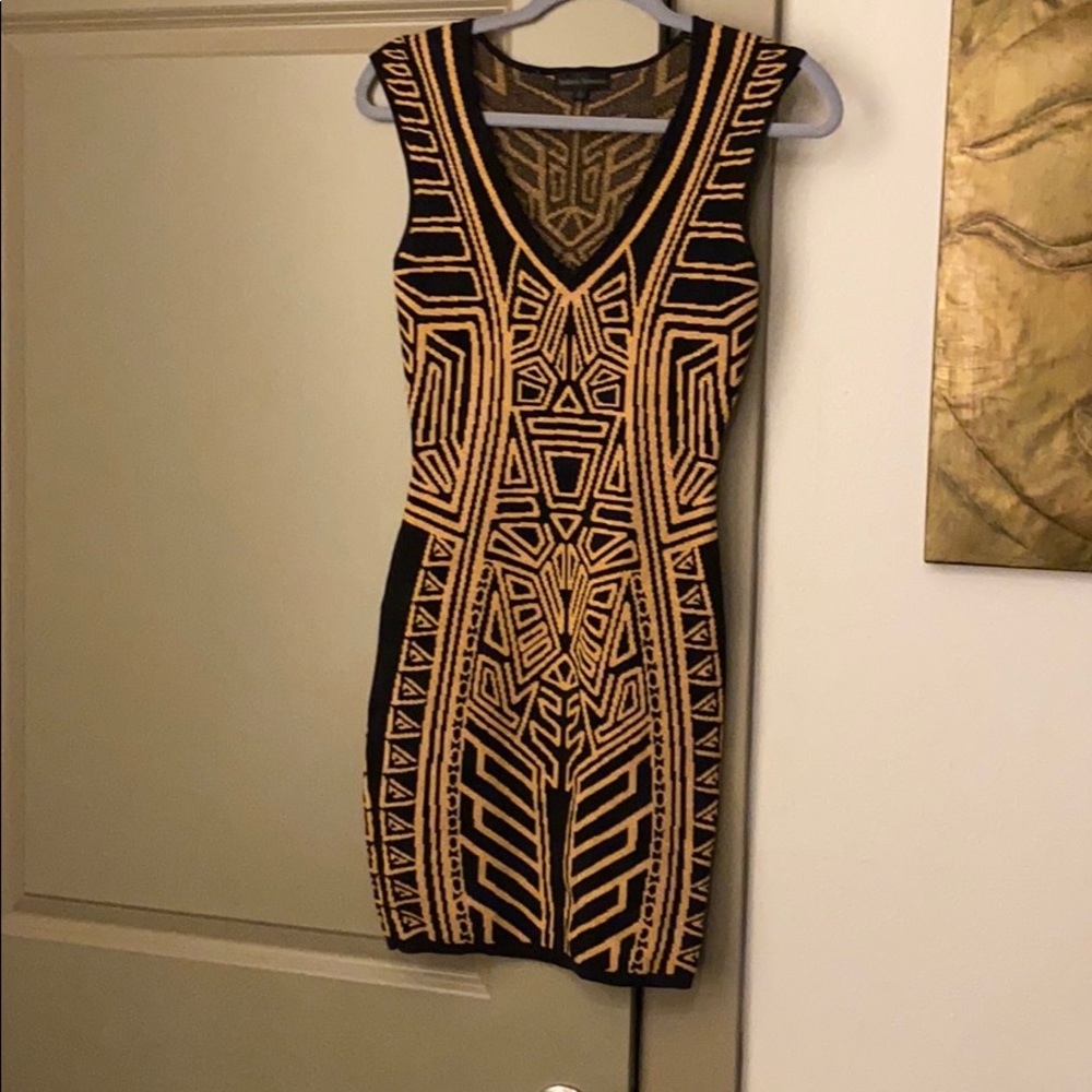 Jealous Tomato S Black Gold Knit Bodycon Dress